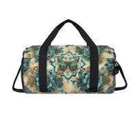 Mandala Flowers Butterflies Sport Duffel Bag with Shoes Compartment Overnight Weekender Bags Travel Gym Luggage Organizer for Women Men Kids Girls Boys