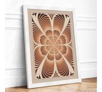 Mandala Geometric Framed Wall Art Print A1 White