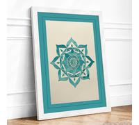 Mandala Geometric Framed Wall Art Print A2 White