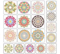 Mandala Geometric Painting Stencils, 18PCS Geometric Flower Painting Templates for Scrapbooking, Fabric, Walls & Furniture, Multi-Surface Stencils with 9 Unique Designs