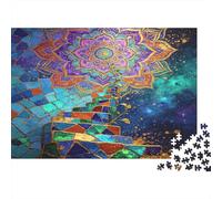 Mandala Geometric Pattern 1000 Piece Jigsaw Puzzle Paper Staircase Universe Background Jigsaw Puzzle for Adults Relaxation Focus Family Home Gift 38x26cm/1000pcs