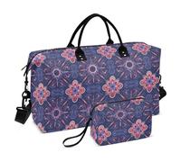 Mandala Geometric Peach Travel Duffel Bags Weekender/Overnight Duffel Sports Tote Gym Bag with Adjustable Strap for Gym Large Capacity