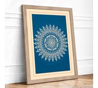 Mandala Geometry Geometric Framed Wall Art Print A4 Oak