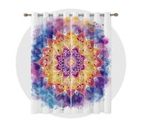 Mandala Gifts for Women - Mandala Curtains for Bedroom Living Room - Colourful Meditation Spiritual Blackout Curtains 46 x 72 Inch (Width x Drop) 2 Panels, Zen Yoga Eyelet Curtains & Drapes
