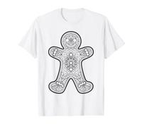 Mandala Gingerbread man Christmas to Colour Yourself Value Graphic T-Shirt, Men, White, M
