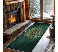 Mandala Green Runner Rug for Hallway Long Asian Indian Floral Rug Runners for Hallways 60x210 cm, Long Door Mats Indoor Runners Non Slip Washable Carpet for Hall Living Room Kitchen Bedroom, Thin