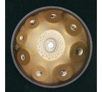 Mandala Handpan Drum in D Minor, 9/10/12 Notes Steel Hand Drum, Premium Drum Instrument with Bag Mallets Stand,Brass,9 notes