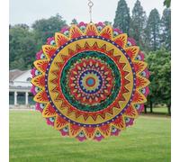 Mandala Hanging Wind Spinner 3D Stainless Steel Hanging Windmill 6 inch Weathervane Kinetic Sculpture Art Gardens Outdoor Indoor Decoration