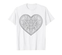 Mandala Heart to Color Yourself Value Graphic T-Shirt, Men, White, XL