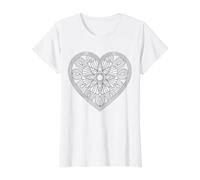 Mandala Heart to Color Yourself Value Graphic T-Shirt, Women, White, M