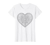 Mandala Heart to Color Yourself Value Graphic T-Shirt, Women, White, S