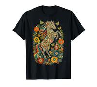 Mandala Horse Floral Folk Art Equestrian Lover Women Large T-Shirt
