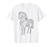 Mandala Horse for self Coloring Value Graphic T-Shirt, Men, White, M