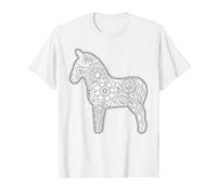 Mandala Horse for self Coloring Value Graphic T-Shirt, Men, White, S