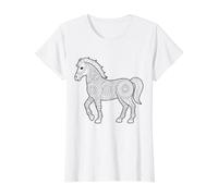 Mandala Horse for self Coloring Value Graphic T-Shirt, Women, White, M