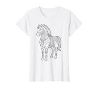 Mandala Horse for self Coloring Value Graphic T-Shirt, Women, White, XL