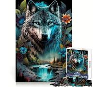 Mandala Jungle Wolf Hard Jigsaw Puzzle for Adults 1000 Pieces Recall Boost Accurate Cut Real Challenge Home Art (38x26cm)