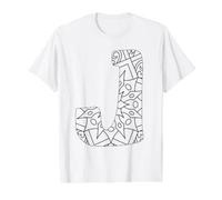 Mandala Letter J Coloring and Painting Yourself Value Graphic T-Shirt, Men, White, XL