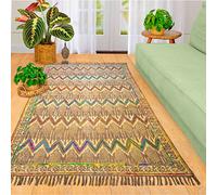 Mandala Life ART 3' x 5' Cotton Area Rug with Hand Embroidery and Fringes - Gray Bohemian Carpet - Decorative Accent Piece for You Living Room, Bedroom, Patio and Children Room