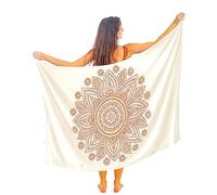 Mandala Life ART Blauer Women's Sarong, Pareo, Bikini Cover Up, Beach Towel, Wrap Skirt, Tapestry Wrap Scarf, Neckerchief, Rayon, Soft and Lightweight, Mandala Gold, One Size