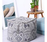 Mandala Life ART Bohemian Pouf Cube Cover- 50 cm -Luxury, Artisan Room Decor Pouffe - Boho Chic Seating Area Ottoman