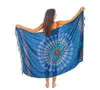 Mandala Life ART Boho Chic Pareo - Mandala Pareo - Bikini Swimsuit Cover Up- Beach Dress - Wrap, 180x120cm, Blue Peacock