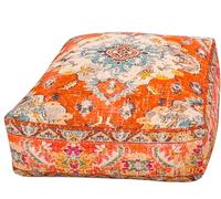 Mandala Life ART Boho Pouf Ottoman Cover - Round Floow Pillow Cushion - 24x8