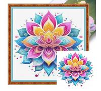 Mandala Lotus Full 11CT DIY Stamped Cross Stitch Kit 45x45cm for Home Wall Decor