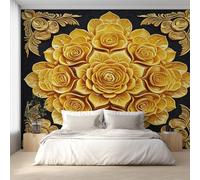 Mandala Lotus Wallpaper for Living Room, Bohemia Baroque Wall Mural for Bedroom 150x105 cm, Non-Woven Photo Wallpaper, Home Decor D&O112