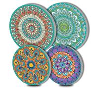 Mandala Metal Round Hob Covers 4-Piece Stove Plate Cooker Hob Covers for Electric Cookers Top Burner Gas Range Oven Protector Kitchen Tools Accessories Modern Cooktop Decorative Kitchen Decor