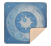 Mandala Moon and Star Shapes White Light Blue Cute Foldable Baby Girl Play mat for Indoor Outdoor Non-Toxic Foldable Activity Gym Mat for Baby Kids Toddlers Infants, 50'' x 50''alfombra de