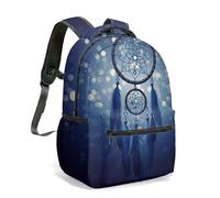 Mandala Moon Feather 16 Inch Full Print Backpack Rucksack Boho Celestial Dream Catcher Night Sky School Bag for Kids Travel (03)