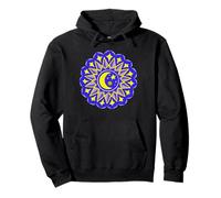 Mandala Moon Stars Blue Yellow Yoga Design Hindu Buddhist Pullover Hoodie