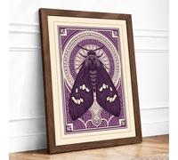 Mandala Moth Art Deco Framed Wall Art Print A2 Walnut