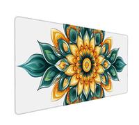 Mandala Mouse Pad Large 1200x600x3mm, Yellow Gaming Mouse Pad Waterproof Desk Mat with 3MM Stitched Edges, Non-Slip Rubber Base Mousepad Computer Accessories for Gaming, Office, Home, Gifts -lsy2603XD