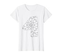 Mandala Number 4 Four Color and Paint Yourself Value Graphic T-Shirt, Women, White, M