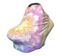 Mandala Nursing Cover 360° Full Coverage Flower Rainbow Stretch Scarf for Breastfeeding and Car Seat Cover Fit for Most Pushchairs and Prams