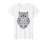 Mandala owl Coloring Page to Color Yourself Value Graphic T-Shirt, Women, White, M