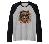 Mandala Owl T-Shirt - Boho Floral Spirit Animal Art Raglan Baseball Tee