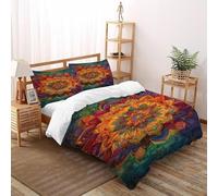 Mandala Pattern Bedding Set Super King（260x220cm）, Indian Culture Quilt Set, Kids Adults Bedroom Decor, Colorful Boho Style 3D Print Bed Sets 3-piece,Decor Bedroom Collection