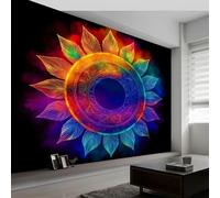 Mandala Pattern Geometric Pattern Wall Mural Wallpaper, Non-Woven Decorative Wallpaper - Premium Wall Print Art W250 x H175 cm for Living Room Bedroom Decoration Poster