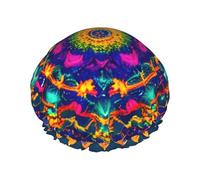 Mandala Pattern Print Large Size Waterproof Shower Cap For Women And Men Reusable Lightweight Soft Hat