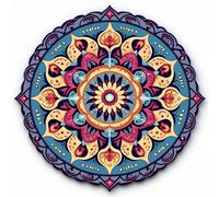 Mandala Pattern Round Shape 11CT DIY Counted Cross Stitch Kits for Beginners Easy with Hoop Stamped Fabric Embroidery Needlecraft Art Wall Decor 15x15in(2)