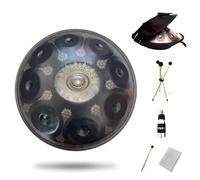 Mandala Pattern Steel Tongue Drum, 9 Tone 10 Tone 11 Tone 12 Tone, 22 Inch Alloy Drum Body, Deep Quenching, Within 5 Tone. Yoga Meditation Healing Instrument Includes Pro,Black,9 Tone