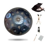 Mandala Pattern Steel Tongue Drum, 9 Tone 10 Tone 11 Tone 12 Tone, 22 Inch Alloy Drum Body, Deep Quenching, Within 5 Tone. Yoga Meditation Healing Instrument Includes Pro,Blue,9 Tone