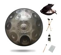 Mandala Pattern Steel Tongue Drum, 9 Tone 10 Tone 11 Tone 12 Tone, 22 Inch Alloy Drum Body, Deep Quenching, Within 5 Tone. Yoga Meditation Healing Instrument Includes Pro,Silver,12 Tone