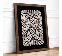 Mandala Petals Botanical Framed Wall Art Print A4 Walnut