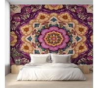 Mandala Photo Wallpaper, Bohemia Ethnic Flower Wallpaper Mural, 250x175cm Wall Paper for Bedroom Living Room, Non-Woven Wall Mural Room Decor EL&D67