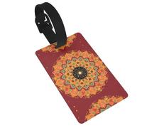Mandala Print Luggage Tags for Suitcases, PVC Suitcase Tag with Secure Strap Suitcase Identifier with Privacy Name Card for Travel Bag Tags Personalized Baggage Tag for Women Men