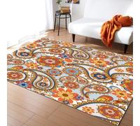Mandala Print Paisley Area Rugs, Boho Colorful Flora Indoor Non-Slip Kids Rug, Upholstery Rug with Non-Slip Backing for Kids Boys Girls Bedroom Living Room Dining Room Study,120 x 180 cm
